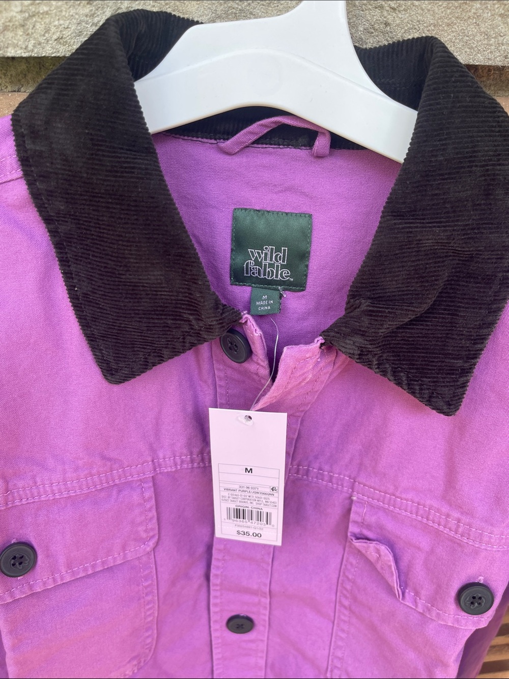 wild fable Purple Cropped Jacket with Black Corduroy Collar - Picture 2 of 3